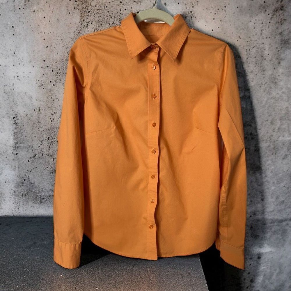 Lady Hathaway Peach button down long sleeve collared blouse Shirt Size M